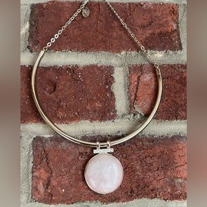 White house, black market, pink moonstone and gold tone necklace .